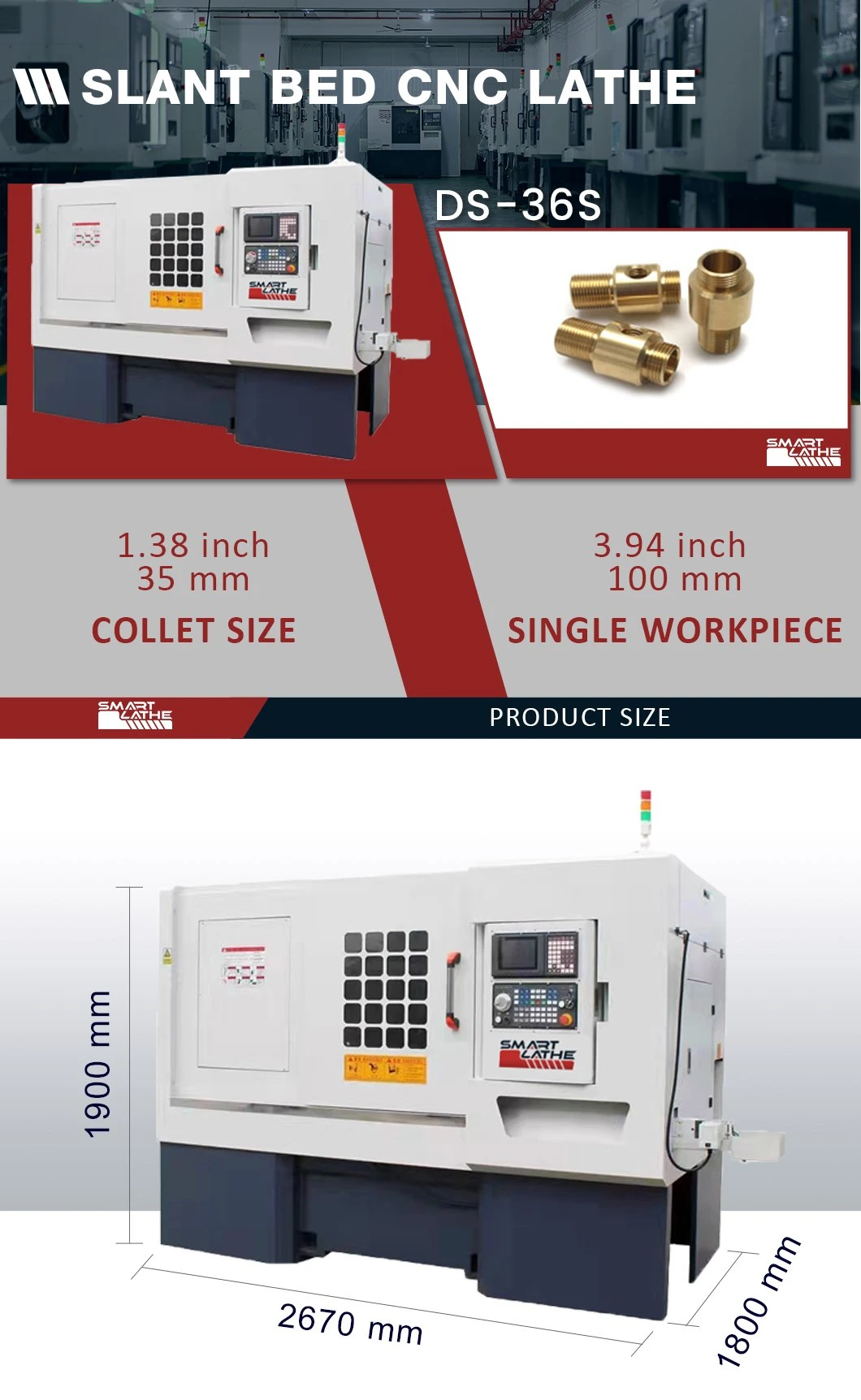 Fully Enclosed Splash Guard with Top Roof Ds-36s Dual-Spindle Slant Bed CNC Lathe Machine (DS-36S)