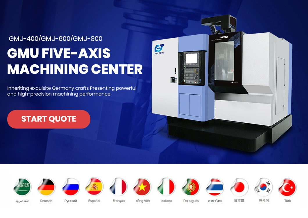 Jtc Tool Lathe Turning Center China Supplier High-Quality Horizontal Machining Center ISO20 Spindle Taper Gmu-400 Mini 5 Axis CNC Machining Center